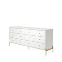 Ver imagem 2 de Cômoda c/ 6 Gavetas Jasper 182 cm - Branco c/ Dourado