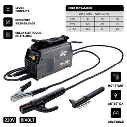 Máquina de Solda Inversora MMA W250 Bivolt 127V/220V WAP - 2