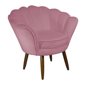 Poltrona Decorativa Pétala de Flor Veludo Rosa