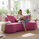 Ver imagem 2 de Sofá 3 Lugares Orgânico Curvo Madrid 180cm Suede Rosa