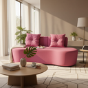 Ver imagem 1 de Sofá 3 Lugares Orgânico Curvo Madrid 180cm Suede Rosa