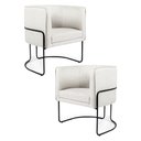 Ver imagem 1 de Kit 2 Poltronas Decorativas Pés Metal Betina A-48 Linho Flocos - Domi