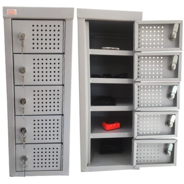 Armário Porta Objetos Pequenos e Celulares 5 Portas Schier Móveis M59x23x28 com Chave