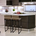 Ver imagem 6 de Kit 2 Banquetas Quadrada Junco Cappuccino para Balcão Ilha Cozinha Área Gourmet Bancada Piscina Bar