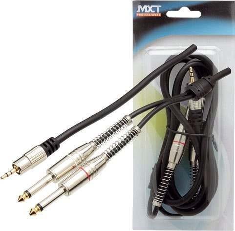 Cabo 2 P10 Mono X P2 Stereo Profissional Ouro 1,8 Metros