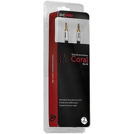 Cabo De Áudio P2 X P2 Em Nylon Coral 2m Ouro - Pcyes - 4