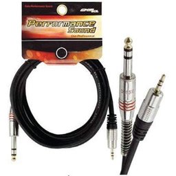 Cabo P10 Stereo x P2 Stereo Profissional Ouro - 2 Metros - Chipsce - 1