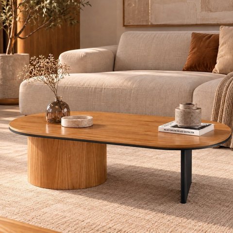 Mesa de Centro Oval Aurora 137 cm Mel/Black