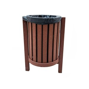 Lixeira de 50 Cm Redonda Individual Marrom com Dois Pés / Lc-29