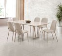 Ver imagem 4 de Mesa de Jantar 1,60x0,90 MDF Vidro Off White Estrutura Aço