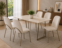 Ver imagem 1 de Mesa de Jantar 1,60x0,90 MDF Vidro Off White Estrutura Aço
