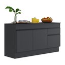 Ver imagem 1 de Balcão Cozinha Gabinete Pia 150 Cm 3 Portas 1 Gaveta Preto