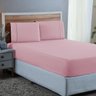 Jogo de Cama Solteiro Ponto Palito 2 Peças Lençol Algodão 300 Fios Cama Box:rose - 1