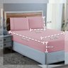 Jogo de Cama Solteiro Ponto Palito 2 Peças Lençol Algodão 300 Fios Cama Box:rose - 5