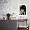 Quadro Vintage Jimi Hendrix 33x24cm - com Vidro:madeira Branca - 1