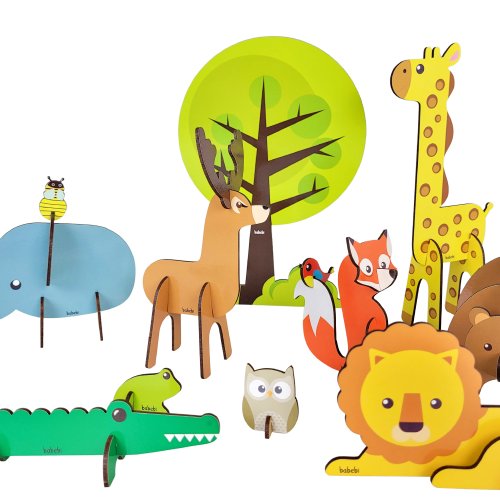 Quebra Cabeça Mdf Brinquedo Pedagógico Infantil Educacional De Animais em  3D