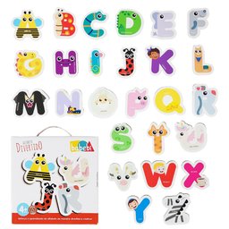 Alfabeto Móvel de Madeira MDF Educativo Divertido 26 Peças - 1 Alfabeto Móvel de Madeira MDF Educativo Divertido 26 Peças - 1