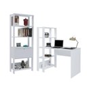 Ver imagem 1 de Conjunto Home Office Match c/ Escrivaninha e Estante Branco Artely