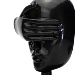 Escultura Decorativa Máscara Rosto Cego em Cerâmica Grafite 25x15 cm - D'Rossi - 4