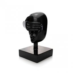 Escultura Decorativa Máscara Rosto Cego em Cerâmica Grafite 25x15 cm - D'Rossi - 1