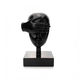 Escultura Decorativa Máscara Rosto Cego em Cerâmica Grafite 25x15 cm - D'Rossi - 3