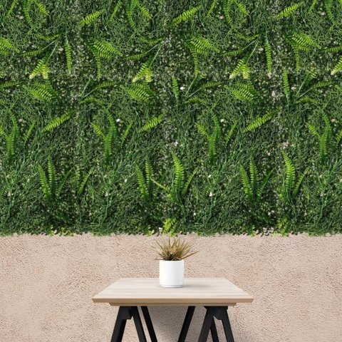 Planta Artificial Jardim Vertical Pronto Placa com Folhagem