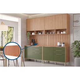 Fechamento de Cozinha Modulado Painel Ripado Gourmet Divina 120 Cm Freijo - Mgm - 4