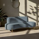 Ver imagem 2 de Sofá Orgânico 2 Lugares 150cm Argos Pés Ouro Fosco Bouclé Azul Claro - Nexta Casa