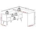 Ver imagem 3 de Mesa Escrivaninha Escritorio em L 5 Nichos 1 Porta 137x136 cm Grafito Branco Artany