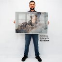 Ver imagem 2 de Quadro Decorativo Caixa Alta com Vidro Abstrato Mármore Elegance TaColado Moldura Preta 90 x 60cm