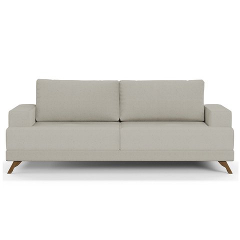 Sofá 200cm 3 Lugares Pés Curvos Santi Linho D05 Bege - Mpozenato