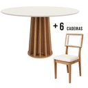 Ver imagem 2 de Conjunto Mesa de Jantar 1,35m com Vidro + 6 Cadeiras em Mdf