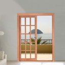 Ver imagem 2 de Porta Balcão de Correr de Madeira Eucalipto Quadriculada 2 Folhas Reto Bat.12 Cm Esel-216ax120l