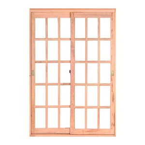 Porta Balcão de Correr de Madeira Eucalipto Quadriculada 2 Folhas Reto Bat.12 Cm Esel-216ax120l