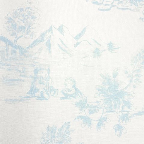 Papel de Parede Toile de Jouy Azul Infantil Vinilico Lavável+ Cola Inclusa