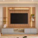 Ver imagem 1 de Rack para Sala com Painel para TV 75 pol LED 290cm Noble L05 Canela Gris Fosco - Lyam Decor