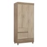 Cômoda Montevidéu e Guarda Roupa Solteiro Wind Nogal Vanilla Touch - Demóbile - 4