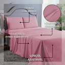 Ver imagem 4 de Conjunto Lençol Cama Casal 4 Peças 400 Fios com Elástico e Fronhas Toque Macio:rose