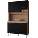 Ver imagem 1 de Kit de Cozinha 5 Portas 3 Gavetas com Nicho Vitorina Savana/Preto