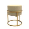 Puff Banqueta Decorativo Redondo Iron Base de Ferro Suede Bege - 1