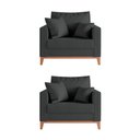 Ver imagem 1 de Kit 2 Poltronas Beny Amamentação com 2 Almofadas Base em Madeira Maciça Tecido Veludo Cinza