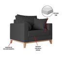 Ver imagem 5 de Kit 2 Poltronas Beny Amamentação com 2 Almofadas Base em Madeira Maciça Tecido Veludo Cinza