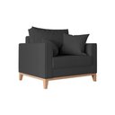 Ver imagem 3 de Kit 2 Poltronas Beny Amamentação com 2 Almofadas Base em Madeira Maciça Tecido Veludo Cinza