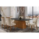 Ver imagem 1 de Sala de Jantar Completa Luna Tampo Madeirado C/ Vidro Curvo 180x90 e 6 Cadeiras Melissa Imbuia -