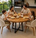 Ver imagem 2 de Mesa de Jantar Redonda Madeira Maciça e Pé Ferro 80cm Luxo