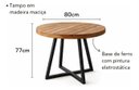 Ver imagem 4 de Mesa de Jantar Redonda Madeira Maciça e Pé Ferro 80cm Luxo