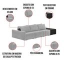 Ver imagem 3 de Sofá Ilha 3 Lugares Living 312cm Modulado Sala Lary Veludo/pu Pto K01 - D'Rossi