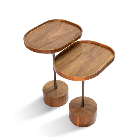 Conjunto 2 Mesas Laterais de Apoio para Sala e Sofá – Design Moderno, Mdf e Metal