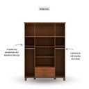 Ver imagem 4 de Guarda-Roupa Bipartido 8 Portas 2 Gavetas com Espelho 100% Madeira Maciça Bronze Marrom/Castanho