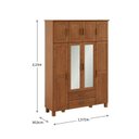 Ver imagem 3 de Guarda-Roupa Bipartido 8 Portas 2 Gavetas com Espelho 100% Madeira Maciça Bronze Marrom/Castanho